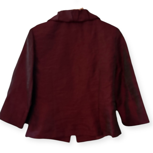 J.R. Nites by Caliendo Women’s Jacket Size 8 Burgundy Ruffle Trim Beaded Evening - Picture 5 of 8
